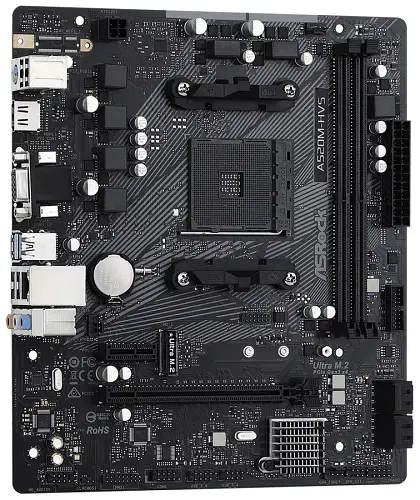 Материнська плата AM4 (A520) ASRock A520M-HVS, A520, 2xDDR4, Int.Video(CPU), 4xSATA3, 1xM.2, 1xPCI-E 16x 3.0, 1xPCI-E 1x 3.0, ALC887, RTL8111H, 6xUSB3.2/6xUSB2.0, VGA/HDMI, MicroATX - фото 3