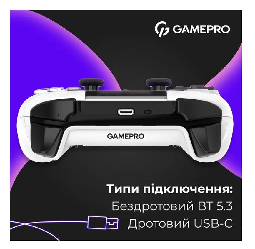 Геймпад Bluetooth джойстик GamePro GPS-13W Bluetooth 5.3/USB (PC/iOS/Android/PS3/PS4) DualShock RGB White - фото 8