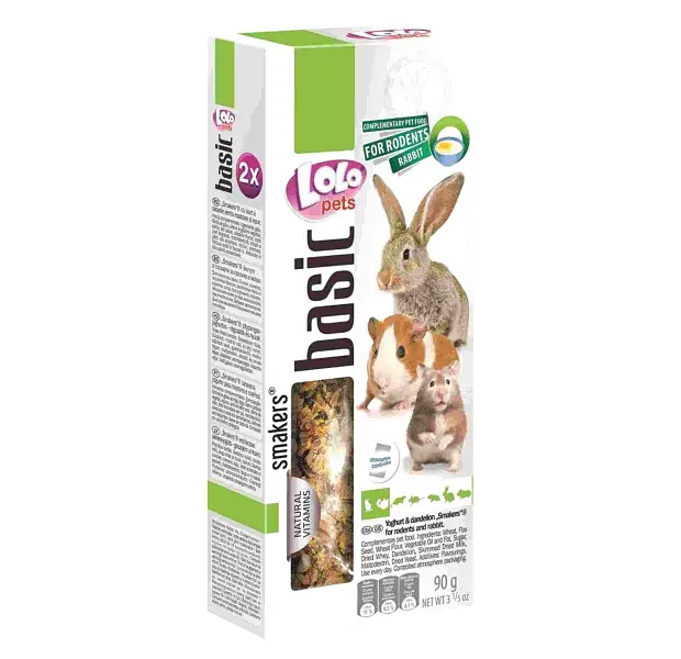 Лакомство для грызунов и кроликов Lolo Pets Smakers с йогуртом и листьями одуванчика 90 г LO-71105