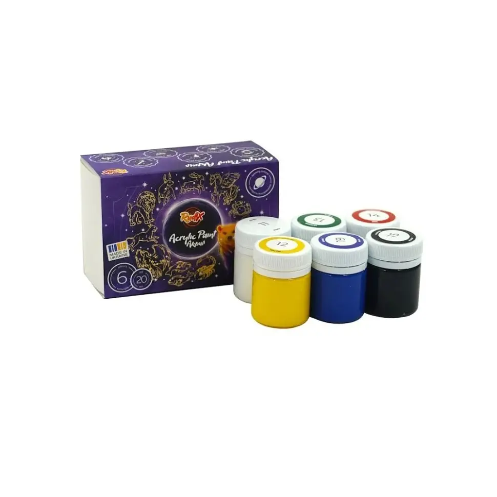 Набір акрилових фарб Rudix 850601, 6 кольорів по 20 мл - фото 2