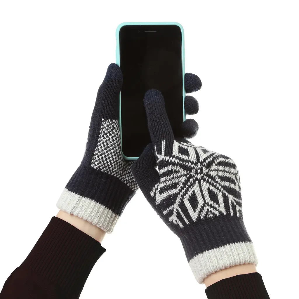 Рукавички ArmorStandart Touch Gloves Snowflake с орнаментом Blue (ARM59994) - фото 3