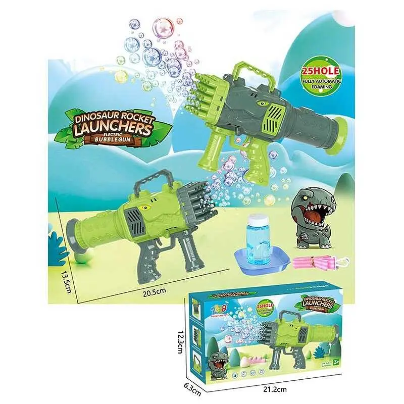 Пістолет з мильними бульбашками, 20 см, автоматичний, на батарейках, з мильним розчином, 25 отворів - фото 3