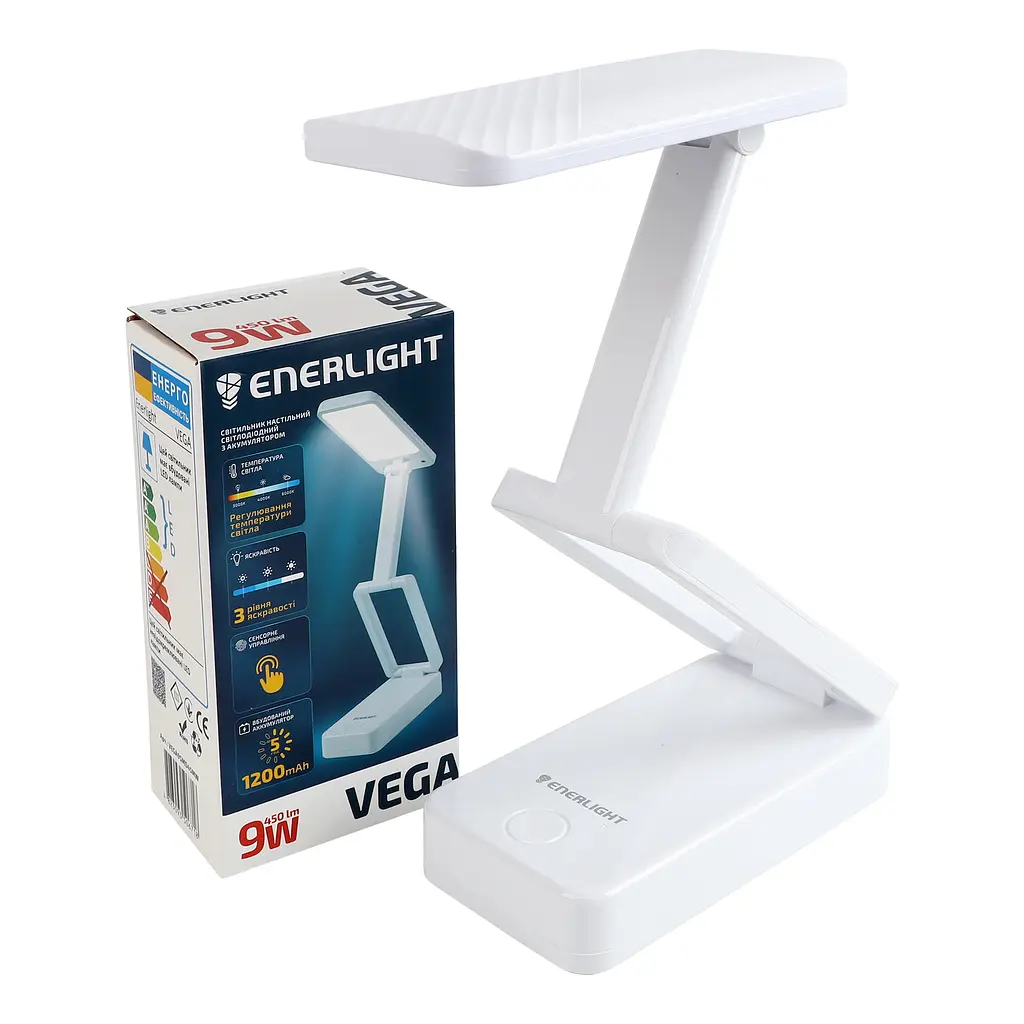 Світильник настільний світлодіодний Enerlight VEGA 9W 3000-6000K з акумулятором білий (VEGA9SMD45MW) - фото 2