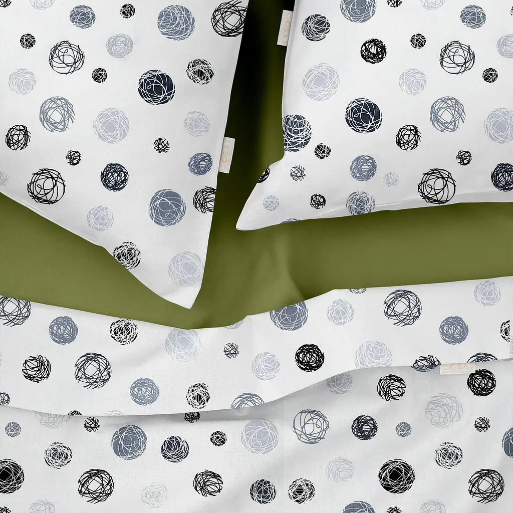 Комплект постельного белья Cosas Yarn balls CS3 Семейный серый (ThreadBallsGrey_74Avocado_160x2) - фото 3