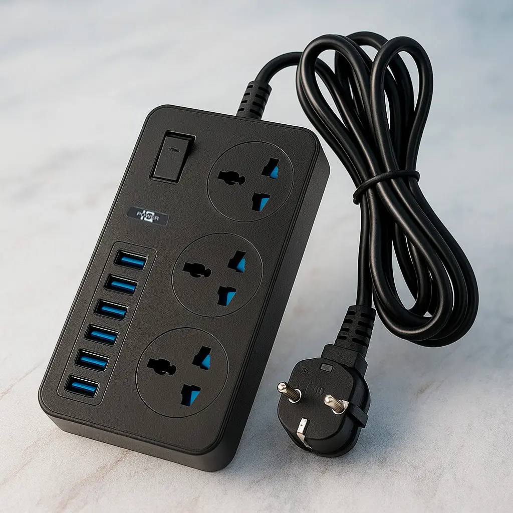 Сетевой фильтр-удлинитель Rated Power AR-CP02, 3 розетки и 6 USB портов, 1.8 м, черный - фото 2