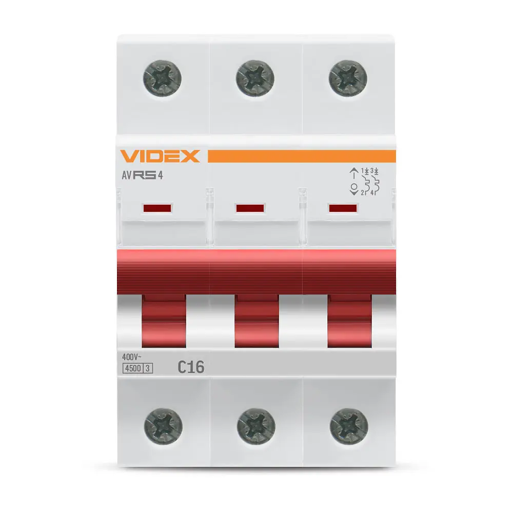 Автоматичний вимикач RS4 3п 16А С 4,5кА VIDEX RESIST VIDEX (26524-000) - фото 2