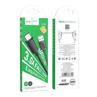Кабель Hoco X88 Gratified charging data cable for Type-C чорний - фото 2