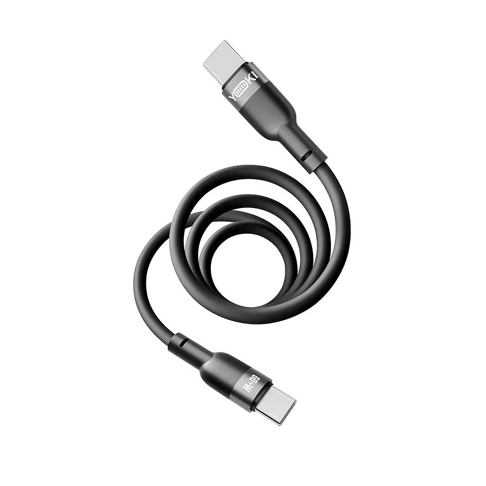Кабель для заряджання та обміну даними USB Yoki YK-SI50 SILICONE Series Type-C to Type-C 60W 3A/20V 1.2 м Чорний - фото 4