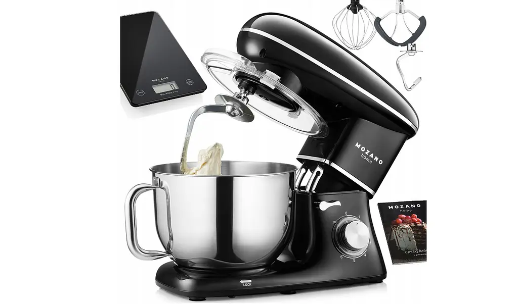 Кухонний комбайн Mozano професійний тістоміс Kitchen Machine 2300 Вт чаша 6,2 л Black Кулінарна книга в подарунок - фото 8