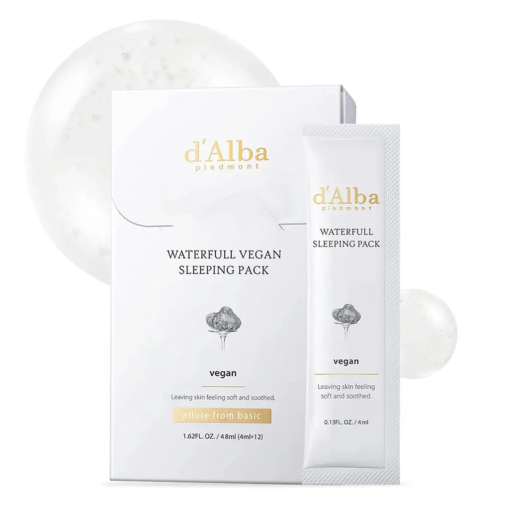 Нічна гелева маска d'Alba Waterfull Vegan Sleeping Pack 12 саше по 4 мл - фото 4