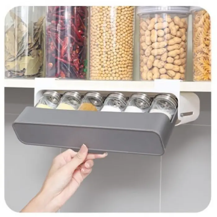 Підвісна полиця для спецій пластикова на липкій стрічці Under-shelf Spice Rack - фото 3