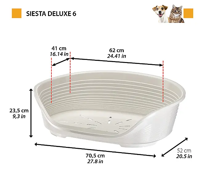 Пластиковий лежак для собак і котів Ferplast Siesta Deluxe 6 бордовий 70,5×52×23,5 см 70206929 - фото 2