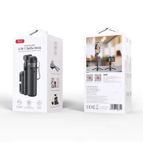 Монопод XO SS29 Collet Model 4-in-1 Multifunction Mini Bluetooth Selfie Stick Чорний - фото 3