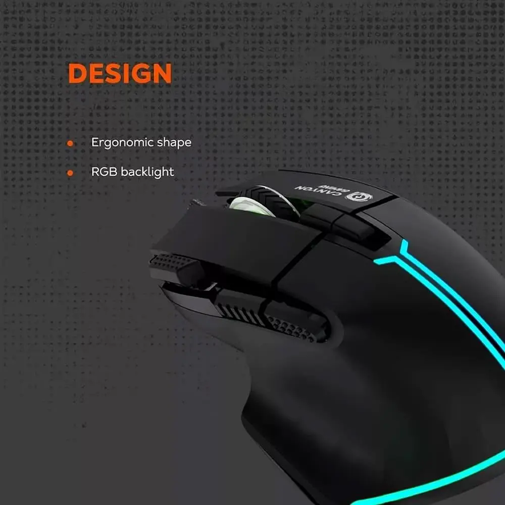 Миша Canyon mouse Fortnax GM-636 RGB 9buttons Wired Black (CND-SGM636B) - фото 7