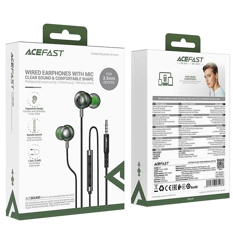 Навушники ACEFAST 3.5mm in-ear wired earphones with mic L4 - фото 2