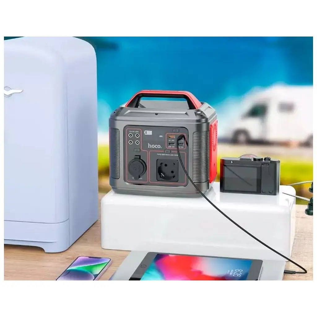 Портативная электростанция Hoco DB28, 80000 mAh, 300W, 3USB, Type-C, AC, PD, QC, black - фото 7