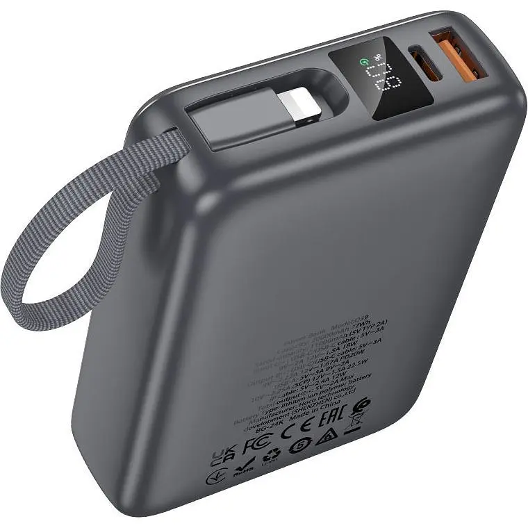 Зовнішній акумулятор Hoco Q39 20000mAh 22.5W Metal Grey (649094) [156649] - фото 2