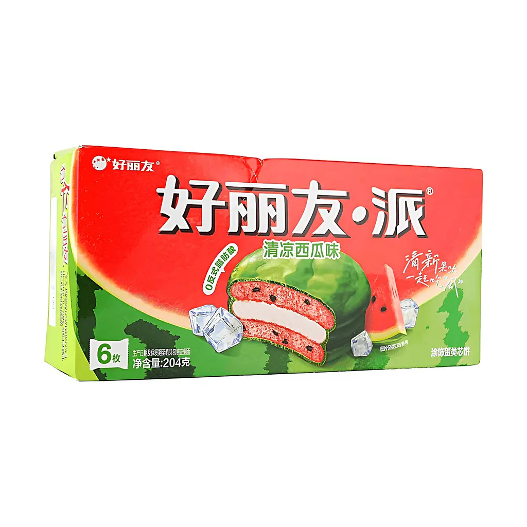 Бісквітне тістечко Orion Choco Pie Refreshing Watermelon зі смаком кавуна 204 г