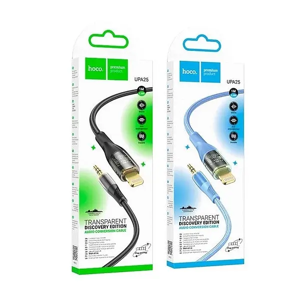 Кабель AUX Hoco UPA25 Transparent Discovery Edition Digital audio conversion cable Lightning Черный - фото 2