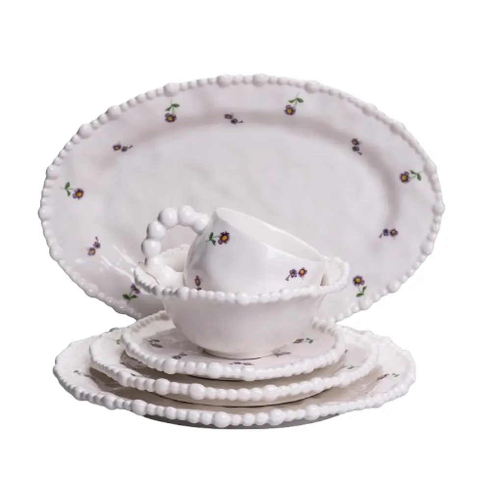 Столовый набор посуды тарелок и чашек 32 предмета на 6 персон Pearl фарфоровый Yiwu YY78-4A - фото 7