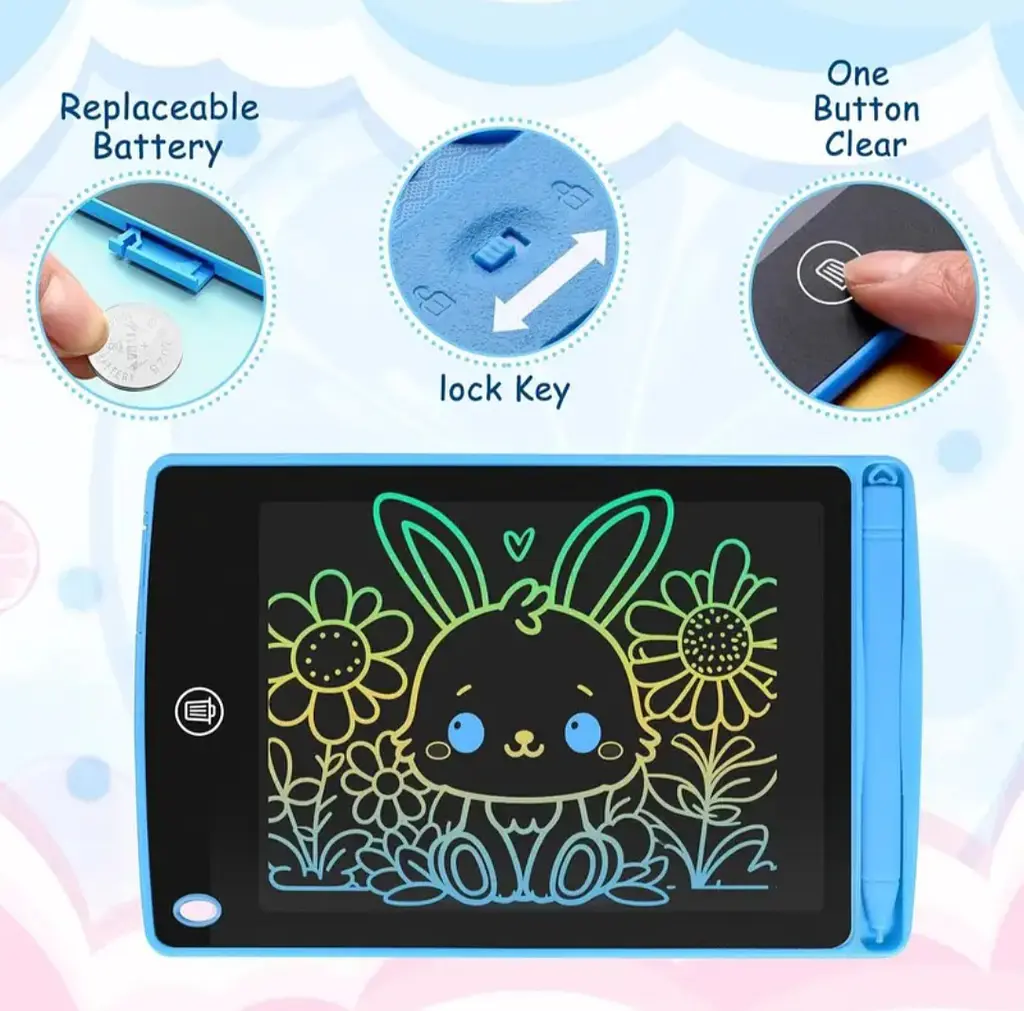 8.5 дюйма кольоровий РК-планшет для письма, дитячий блокнот для малювання графіті, планшет для малювання. Синій - фото 3