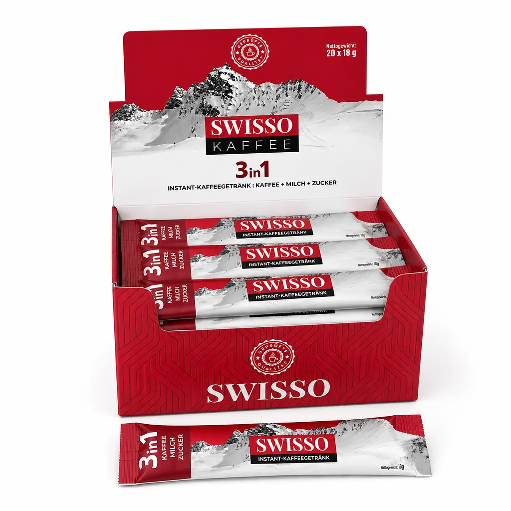 Кава розчинна Swisso Kaffee 3в1 кава молоко цукор у стіках 20 х 18 г - фото 2