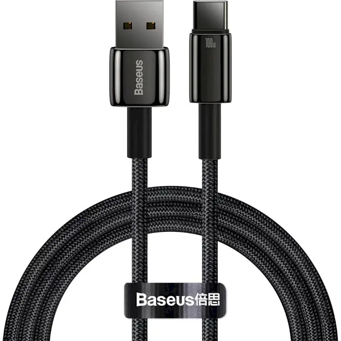 Кабель Baseus Tungsten Gold Fast Charging Data Cable USB to Type-C 100W 1 м Чорний - фото 2