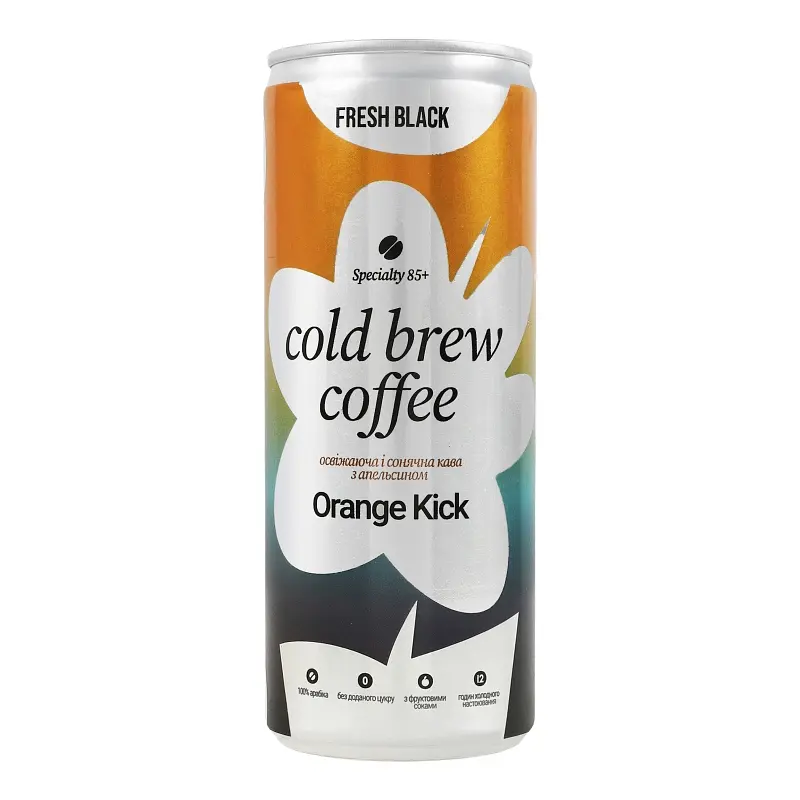 Напій кавовий холодного настоювання з апельсином Orange kick Fresh Black з/б 250 мл - фото 2