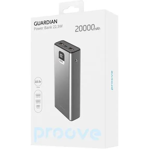 Портативный аккумулятор Proove Guardian 22.5W 20000mAh metal gray (PBG222210004) - фото 2
