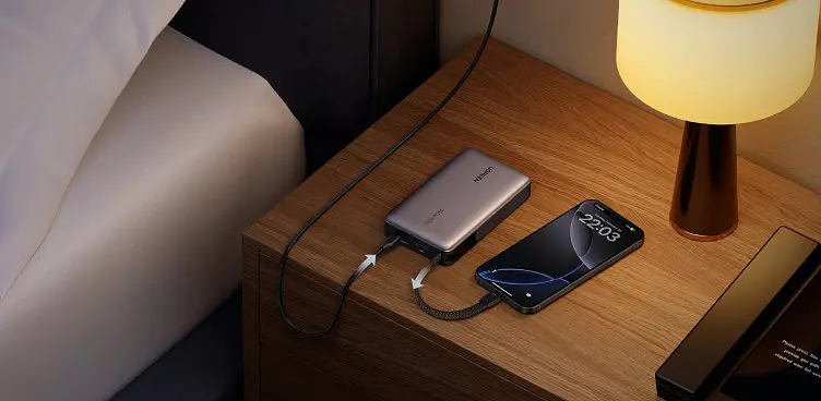 Power Bank Ugreen PB551 20000mah 145W Built-In USB-C Cable LED Gray (55992B) UA - фото 5