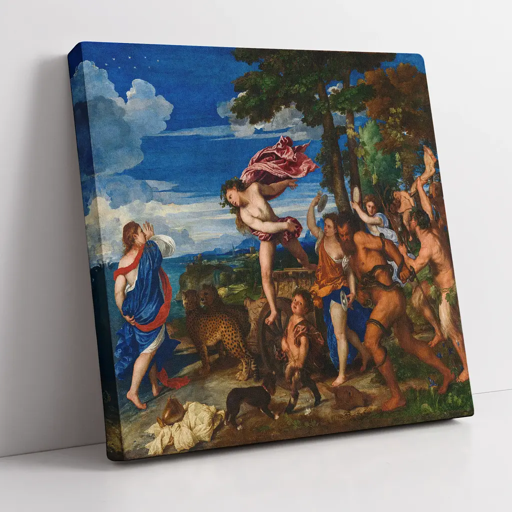 Інтер'єрна картина Вакх і Аріадна, Тіціан, Titian, Bacchus and Ariadne, інтер'єрний декор, 60×66 см (id6981) - фото 2