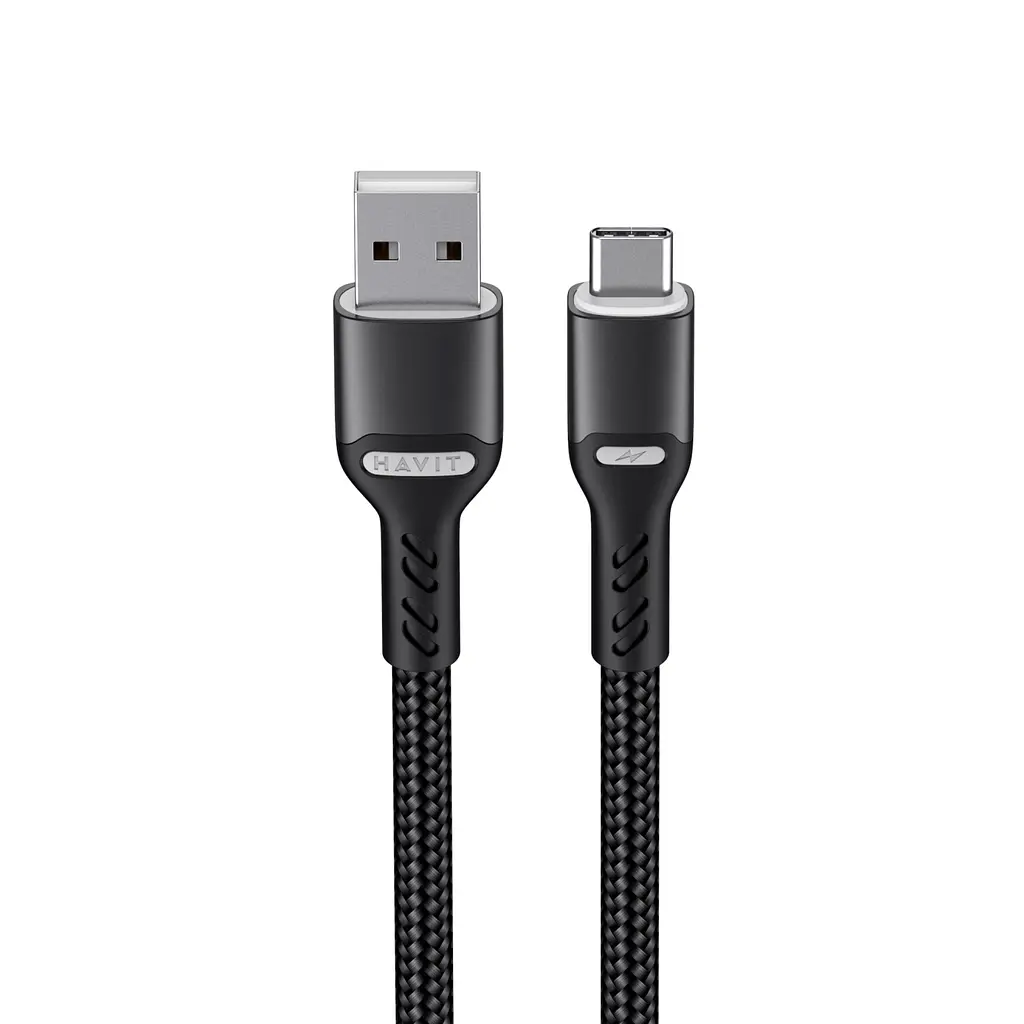 Кабель USB - USB-C Havit 3A 1 м чорний (HV-CB6217) - фото 3