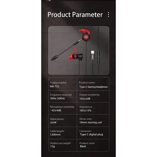 Ігрові навушники Remax RM-755 Type-C Gaming Headphone зі штекером usb-c - фото 4