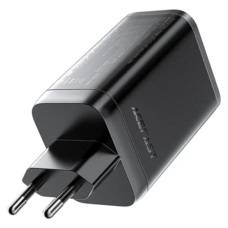 Мережевий зарядний пристрій з кабелем ACEFAST A111 PD67W GaN charger(2*USB-C+USB-A) with retractable cable Black (6974316284062) - фото 4