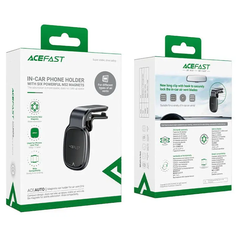 Автодержатель Acefast D16 magnetic car holder for air vent Metal gray - фото 5