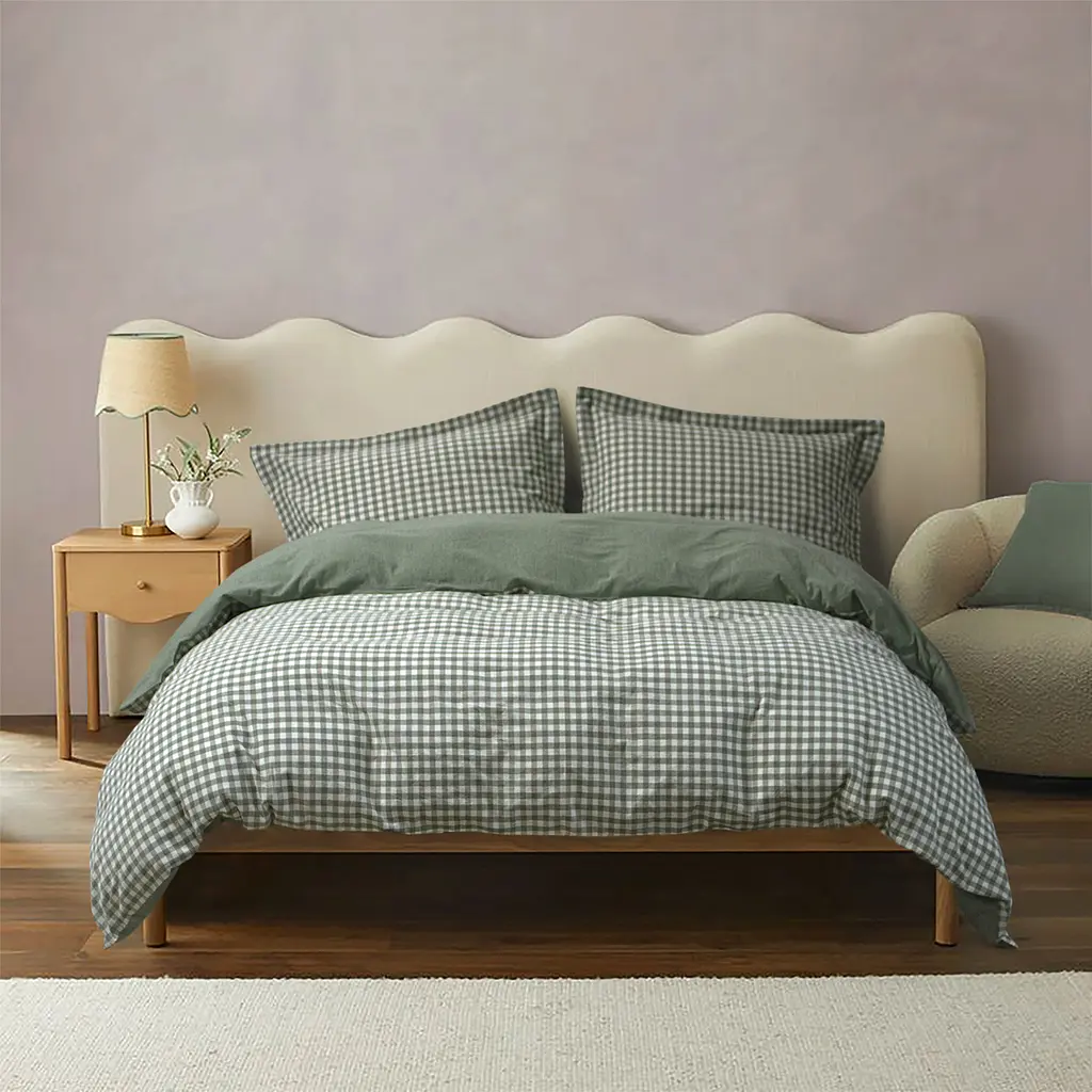 Постельное белье Lotus Home - Checked Gingham олива семейный - фото 3