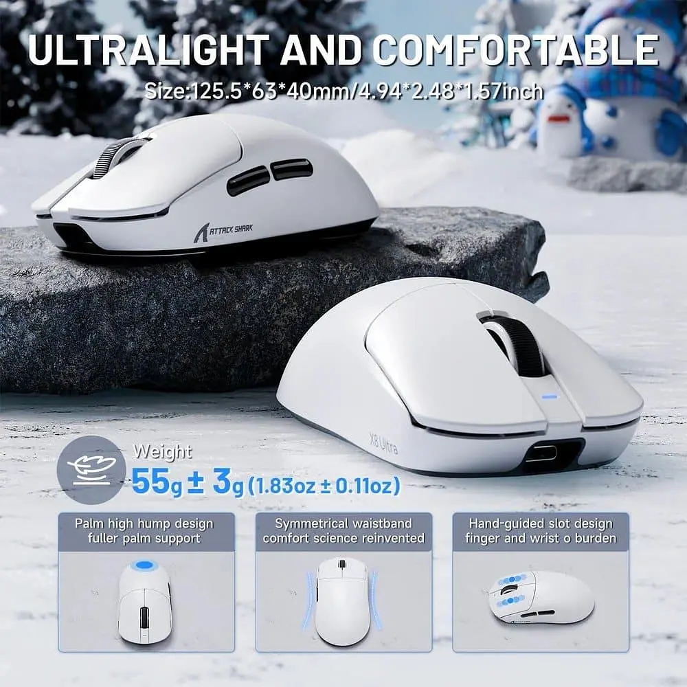 Мышь Attack Shark X8 Ultra Wireless (AS-6972792471839-W) White (G-000003622) - фото 3