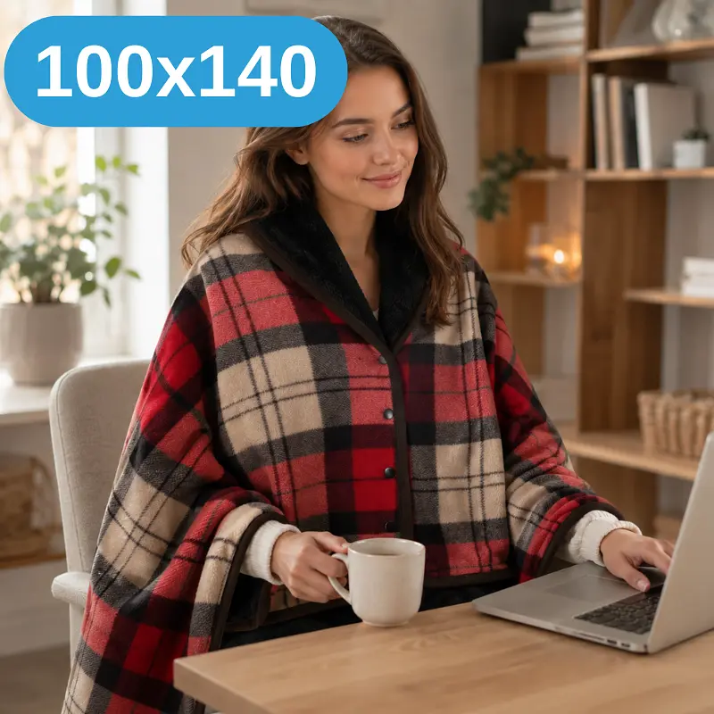 Універсальний плед-халат-шаль Solve у червону клітинку 100 x 140 см (KT9000901) - фото 2