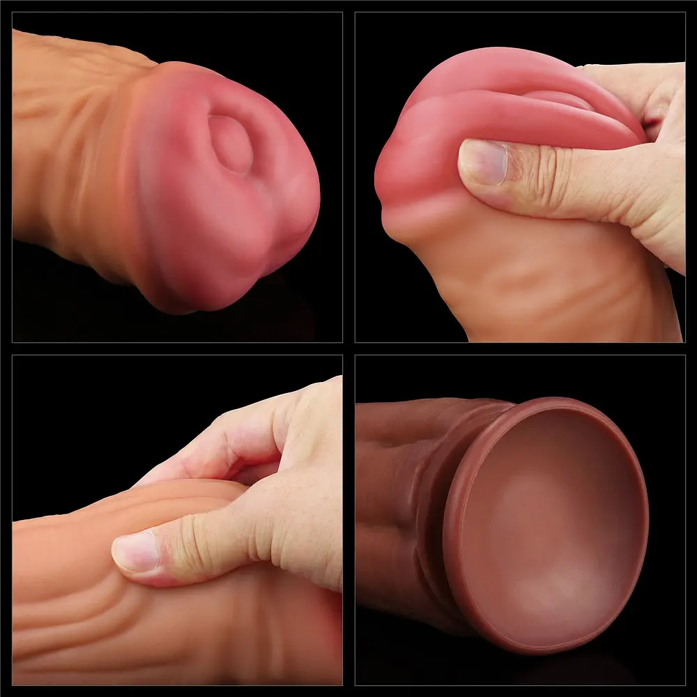 Фалоімітатор LoveToy Dual Layered Silicone Cock 12" 30 см коричневий - фото 7