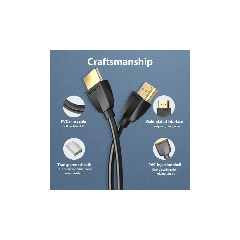 Кабель мультимедійний HDMI M to HDMI M 2.0m V2.0 4K60Hz PVC Vention (AAIBH) - фото 5