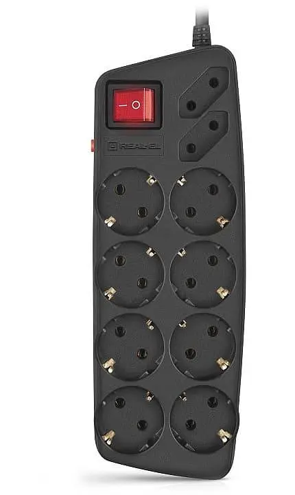 Мережевий фільтр Real-EL RS-10 Protect 10 розеток 1.8 м Black, 10А, до 2.3 кВт, виключатель, заземление (EL122300038) - фото 6