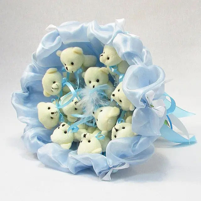 Букет из мягких игрушек 11 мишек 5285IT небесно-голубой - фото 3