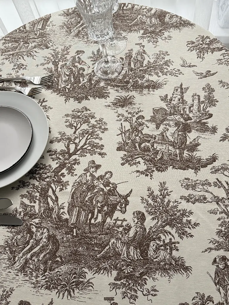Скатертина столова Ecotton DUCK 170х200 см водовідштовхувальна Italiano бежевий (30497 Beige) (25027) - фото 7