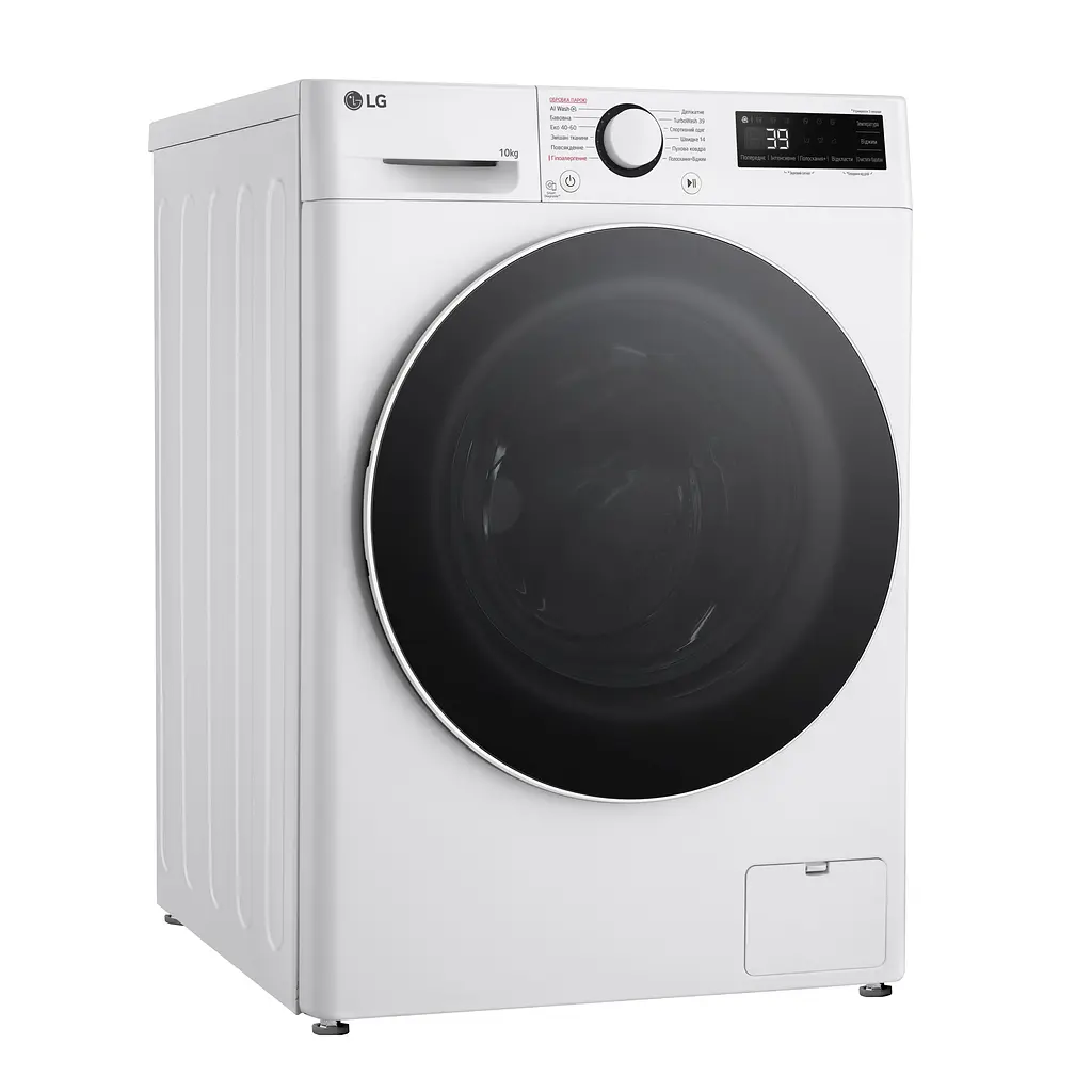 Пральна машина LG фронтальна, 10кг, 1400, A, 57см, дисплей, пара, інвертор, білий - фото 5