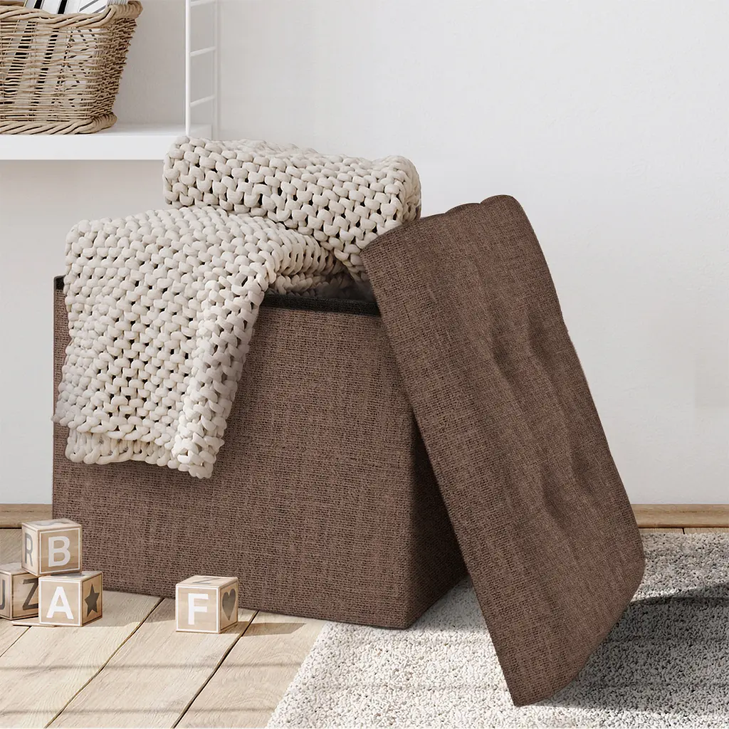 Пуф для хранения МВМ My Home 380х380х380 мм коричневый (TH-03 BROWN) - фото 8