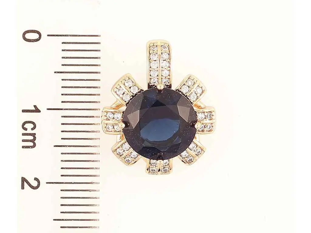 Кулон XUPING Позолота 18K «Квіточка з синім фіанітом та інкрустацією цирконієм» для ланцюжка до 5мм (262299) - фото 2