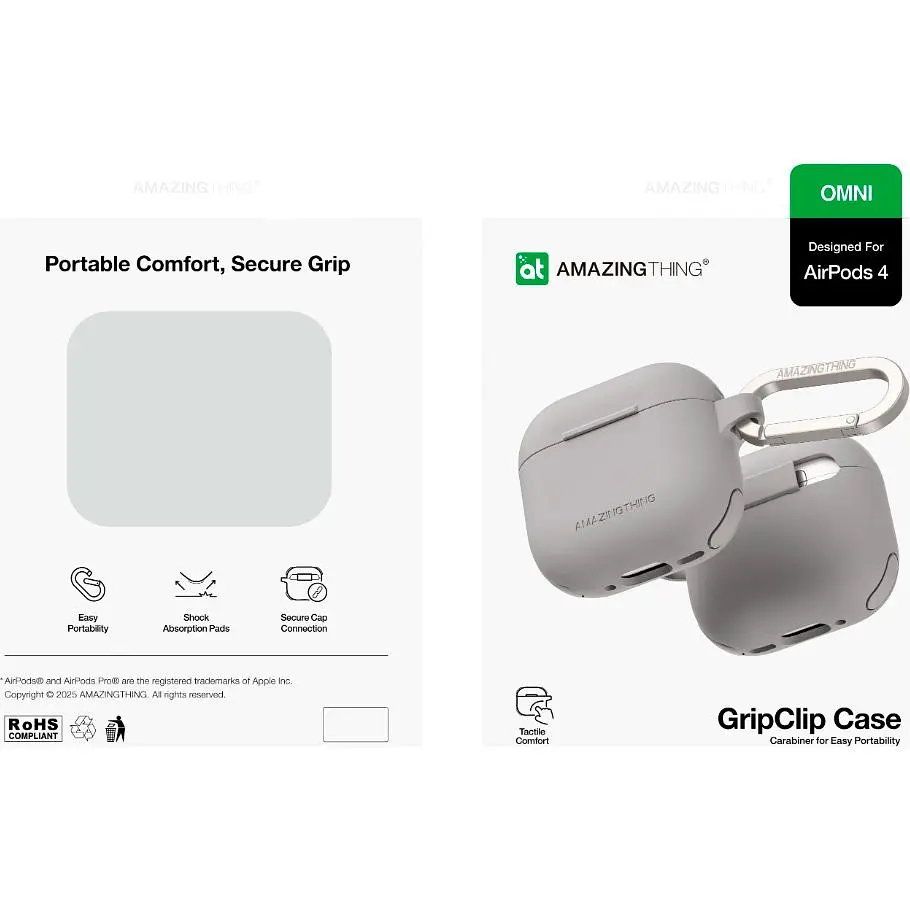 Чохол AmazingThing Omni GripClip Case для Apple AirPods 4 Titan Grey (APRO4OMGY) [131105] - фото 5