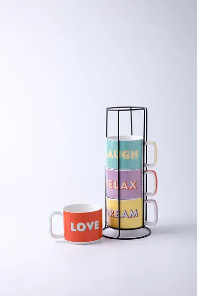 Набір чашок на металевій підставці Limited Edition Joy, 5 предметів (6605182) - фото 3