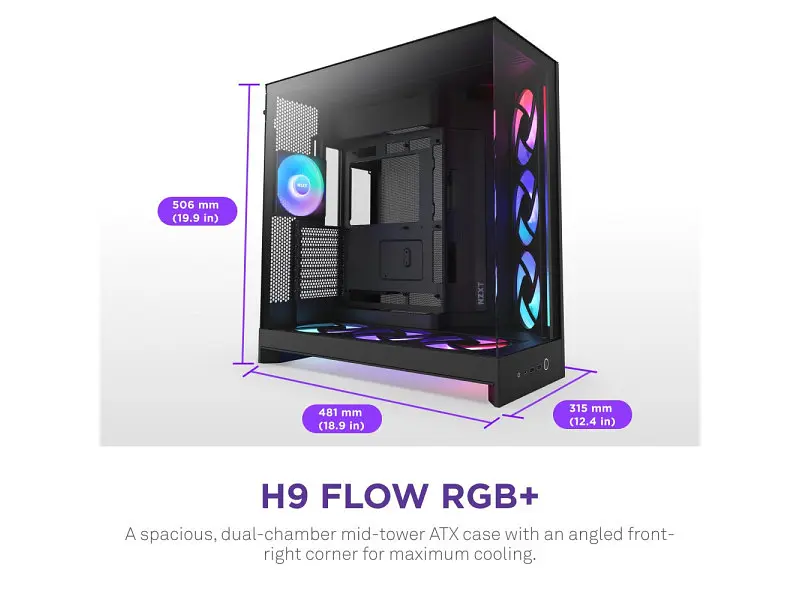 Корпус NZXT H9 Flow RGB+ Black (CM-H92FB-P1) - фото 3