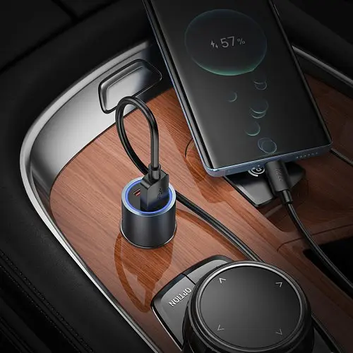 Автомобільне зарядне пристрій HOCO Z60 Bloom 48W dual-port PD30W QC3.0 multi-protocol car charger чорний 6942007642095 - фото 4